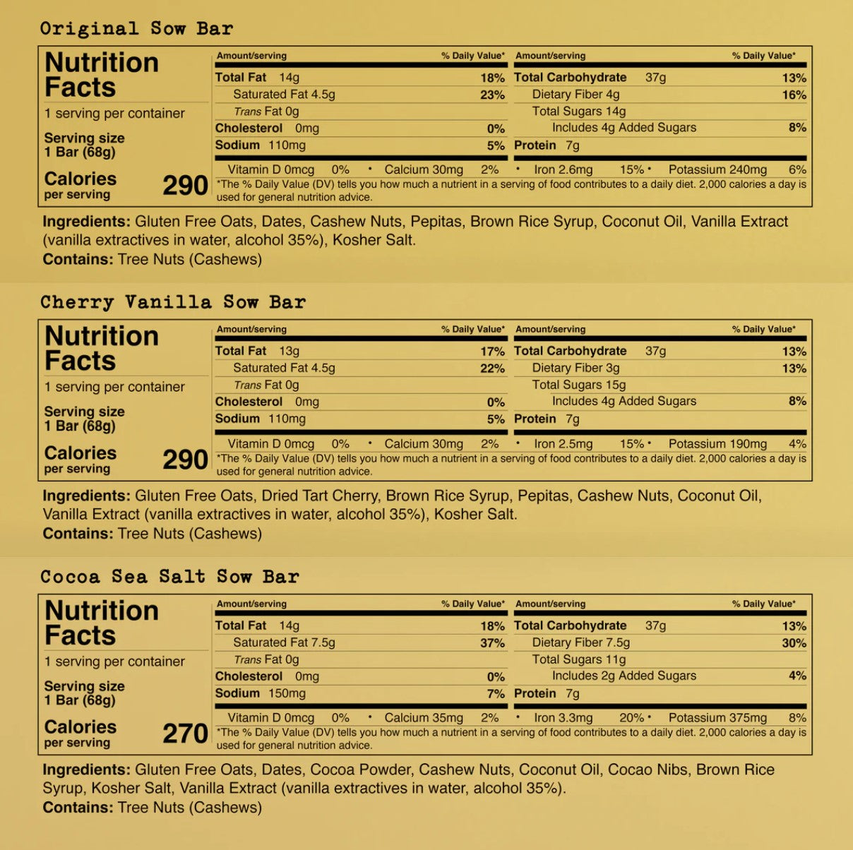 Sow Strong Foods - Cherry Vanilla Flavor Bar